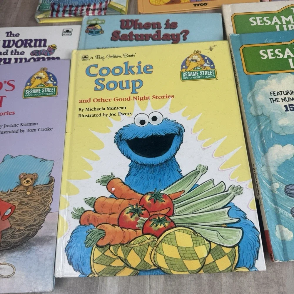 Vintage Sesame Street Lot of 9 Hardback Books Big Bird Elmo Cookie Monster